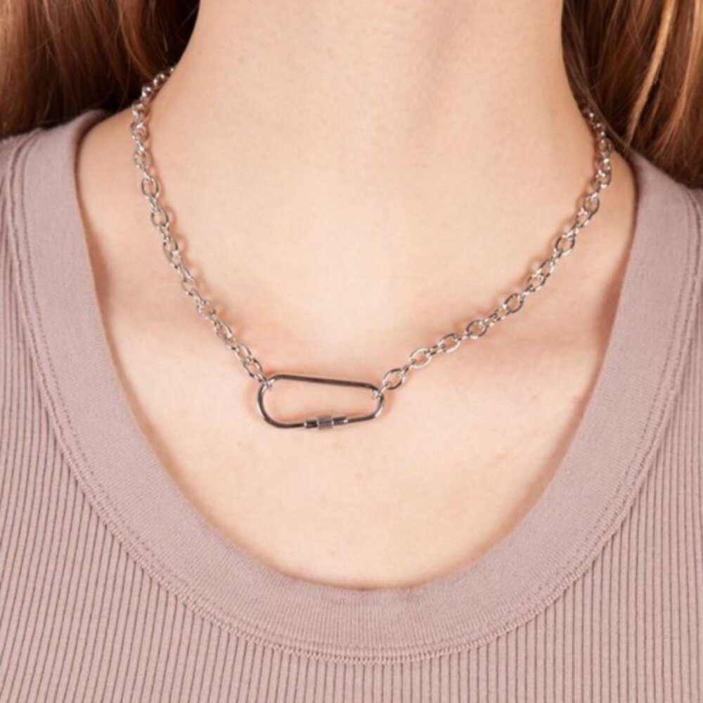 Brandy Melville Silver Carabiner Necklace